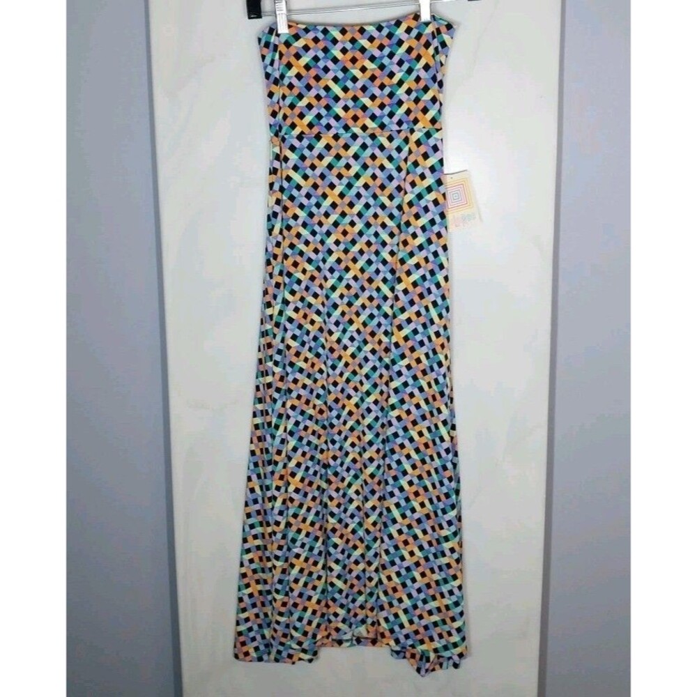 LuLaRoe XXS Maxi Skirt NWT Multicolor Geometric Stretch Strapless Dress